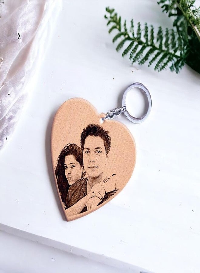GFTBX Personalized Wooden Engraved Photo Frame and Keychain Combo | Custom Photo & Name Gift for Valentine’s Day | Romantic Couple Gift for Him & Her - Image 5